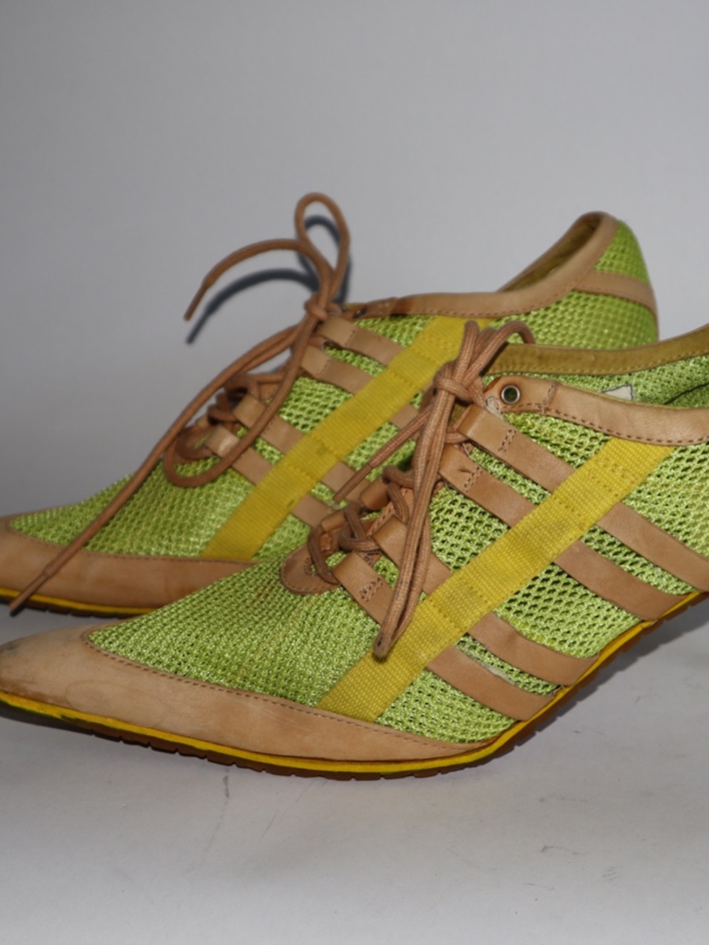 Vintage Diesel Stiletta Sporty Mesh Kitten Heels Pumps Y2K Lime Green Women's 8